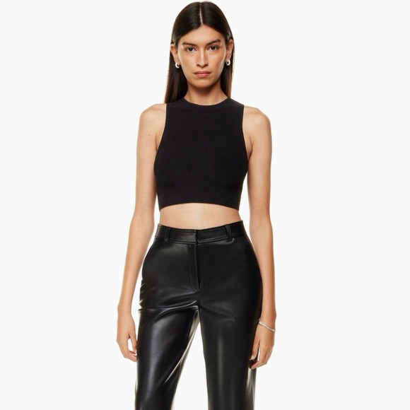 Aritzia Tops - Aritzia Babaton Sculpt Knit Racer Black Cropped Tank
